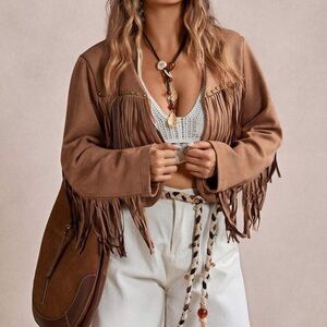 Brown Fringe Women's Jacket